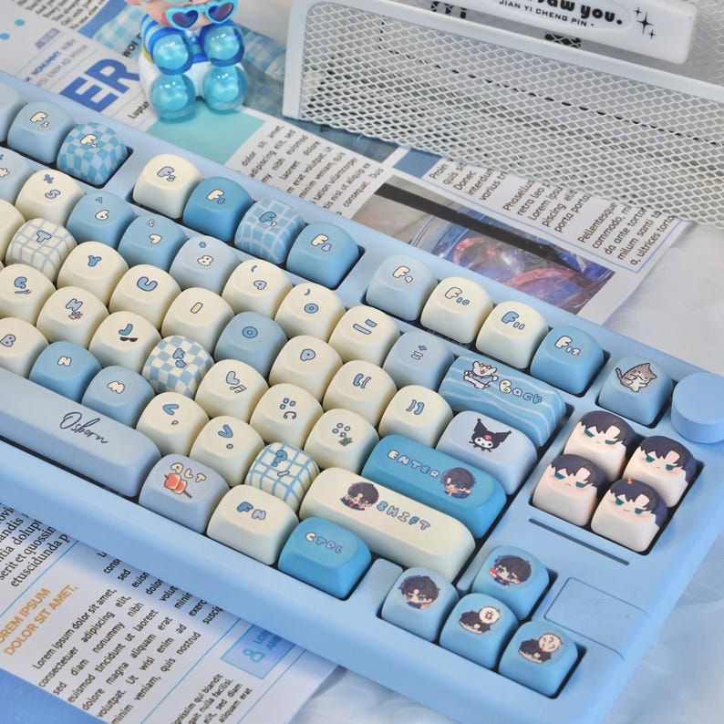 Chibi Keyboard Blue Artisan Chibi Style Anime Keycap Set – KeyArtisan