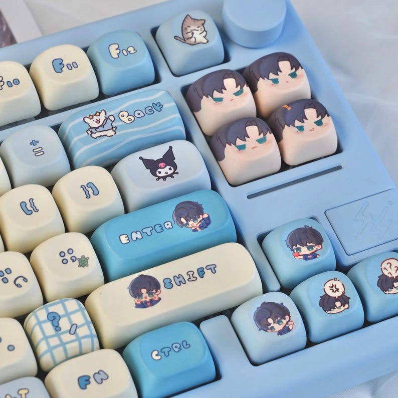 Chibi Keyboard Blue Artisan Chibi Style Anime Keycap Set – KeyArtisan