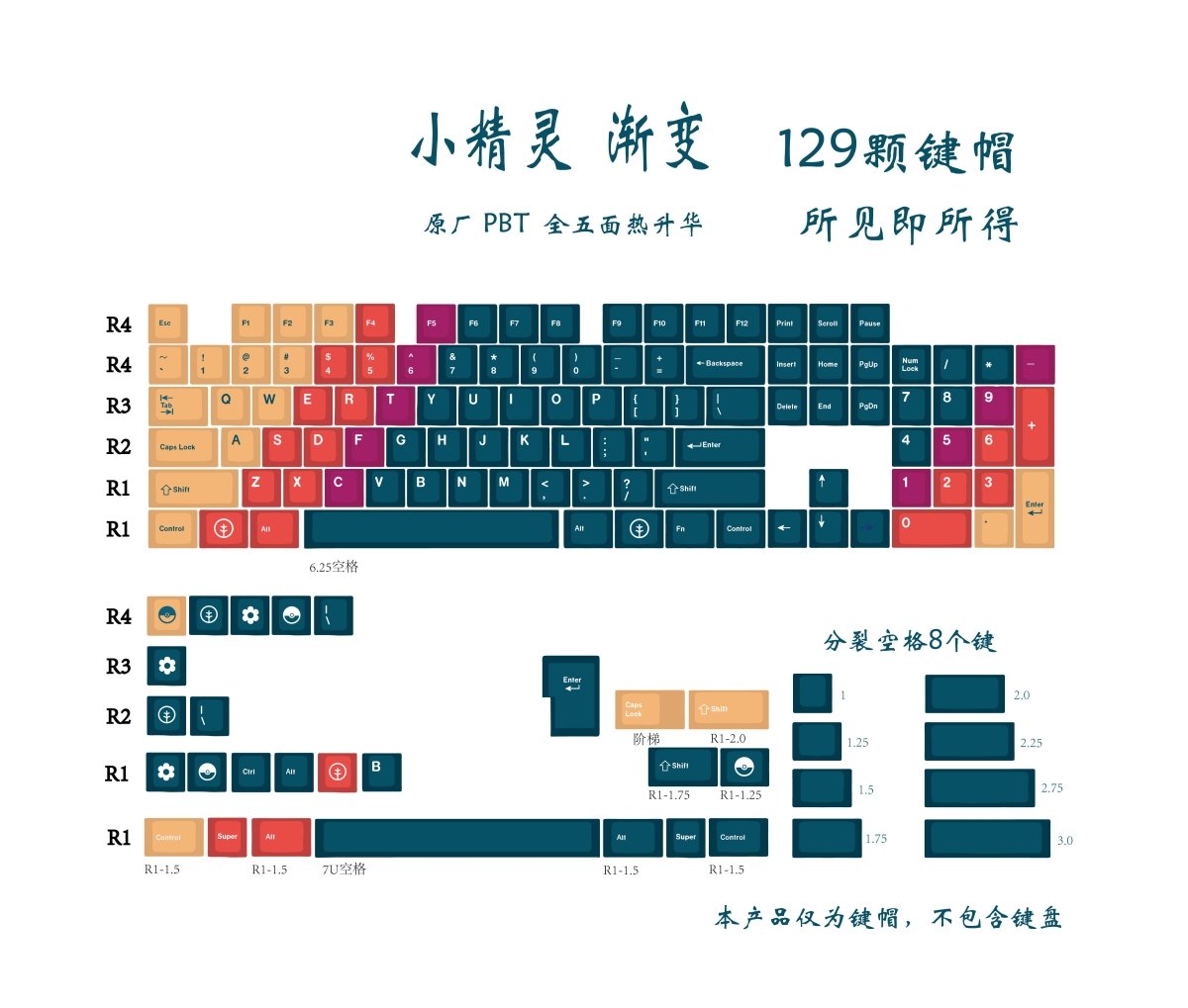 Blue Fairy Theme Gradient Keycap Set - KeyArtisan