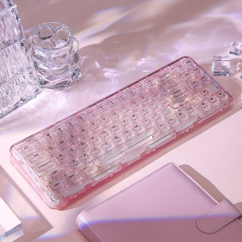 [71-Key Ergonomic Mechanical Keyboard] 1pc YUNZII X71 Ergonomic Mechanical Keyboard, 68% Layout 71-Key, with BT5.0/2.4G/USB-C Wired Tri-Mode, Transparent Keycap, Backlit, Hotkeys & Media Keys, USB Charging, Polymer Lithium Battery, for Win/Mac