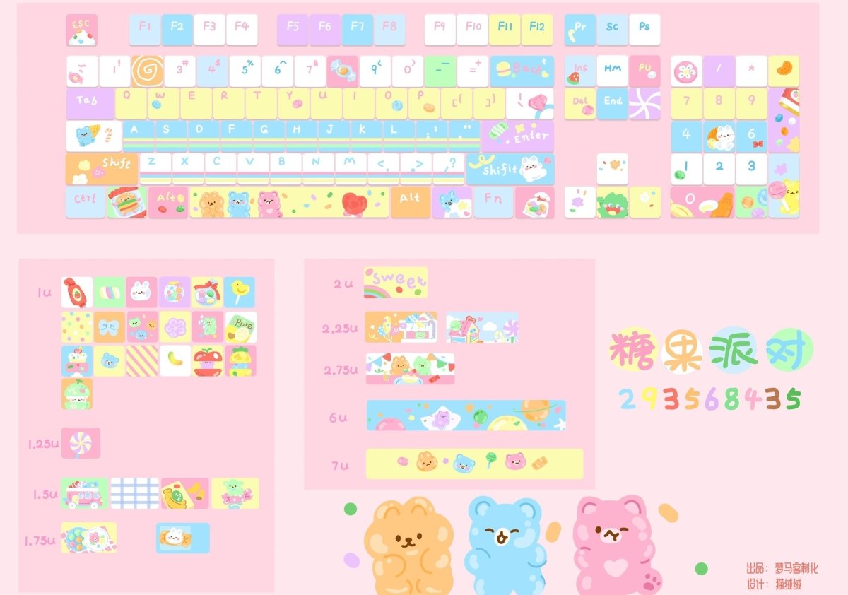 Candy Rainbow Kawaii Keycap Set - KeyArtisan