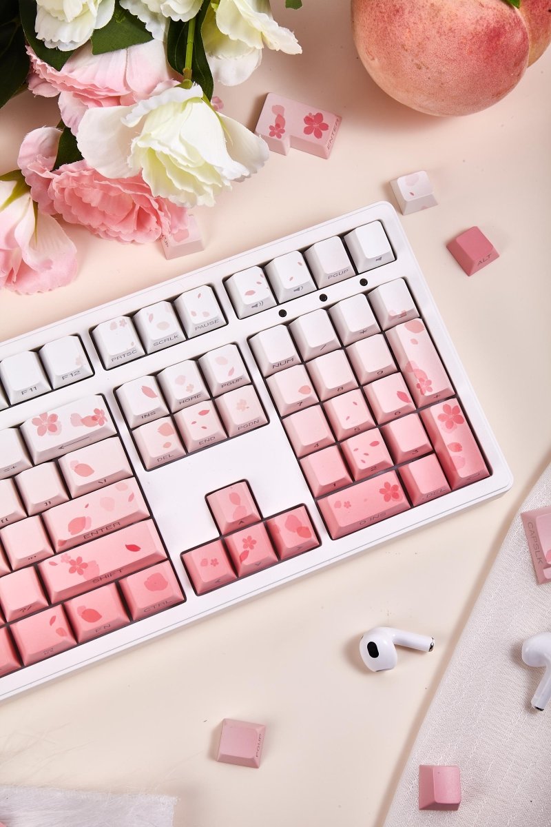 Cherry Blossom Theme Gradient Pink Keycap Set - KeyArtisan