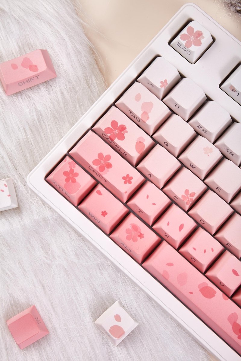 Cherry Blossom Theme Gradient Pink Keycap Set - KeyArtisan