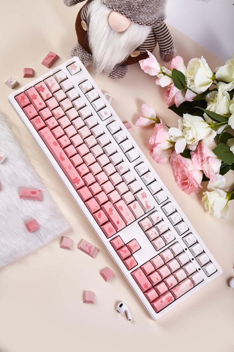 Cherry Blossom Theme Gradient Pink Keycap Set - KeyArtisan