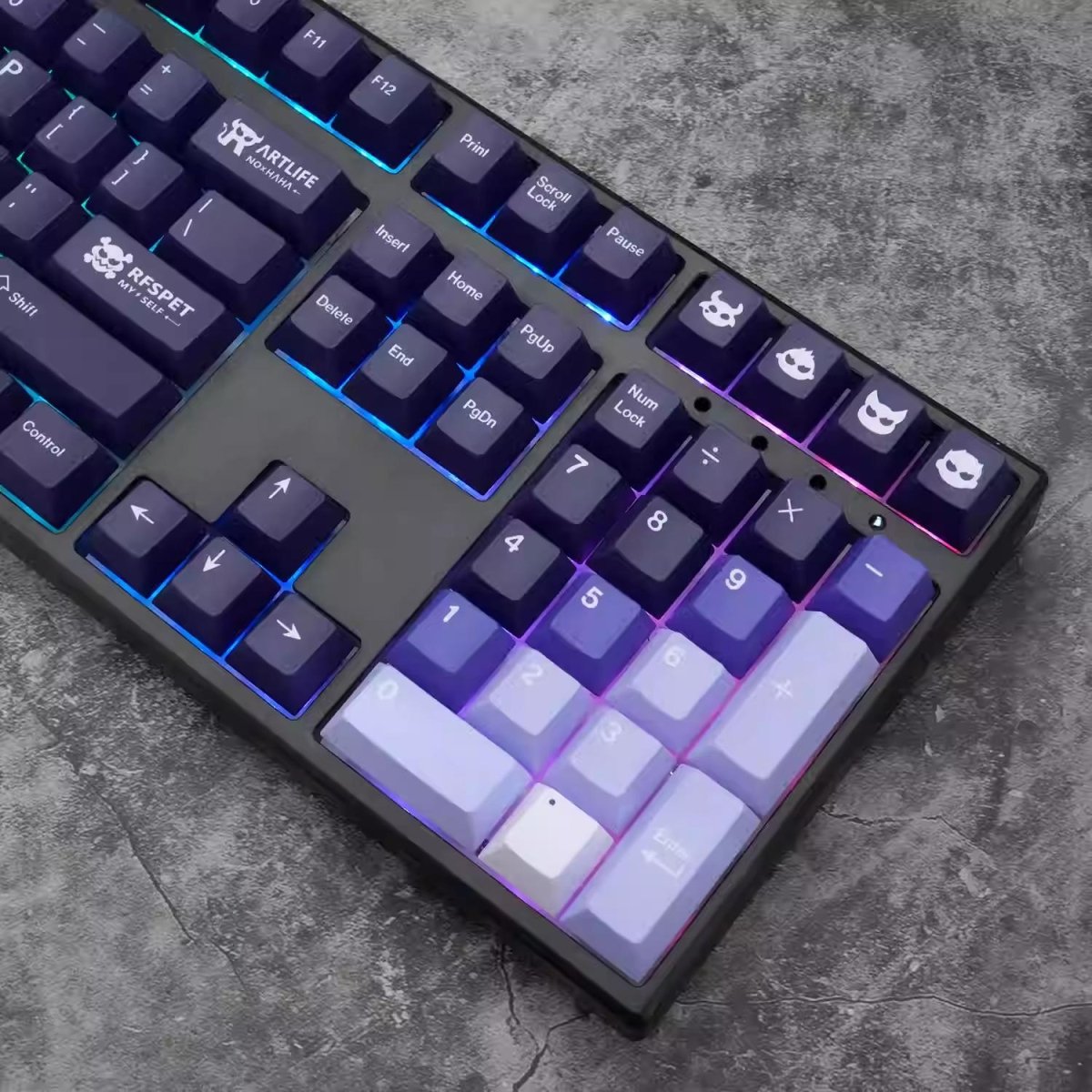 Cool Artlife Theme Purple Gradient Keycap Set - KeyArtisan
