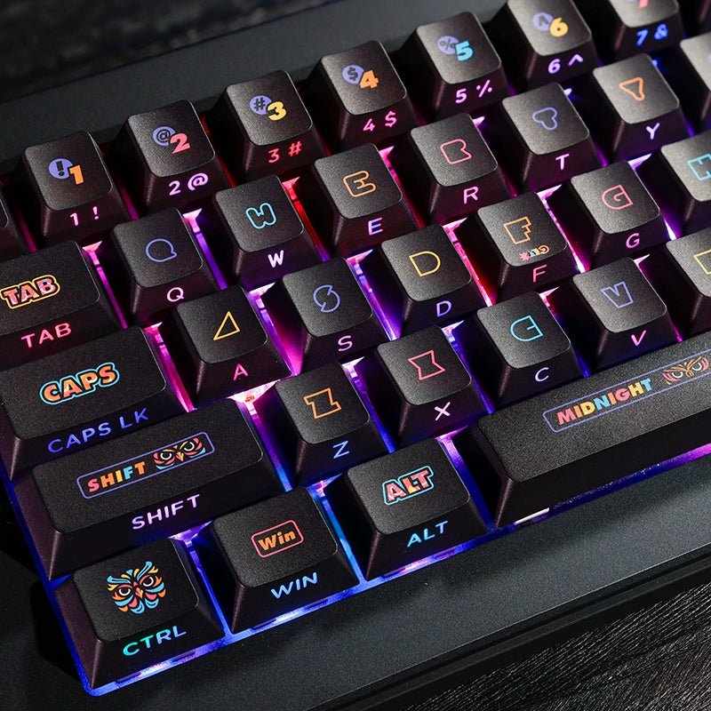 Cool Black Nightwalker PBT Backlit Keycap Set - KeyArtisan