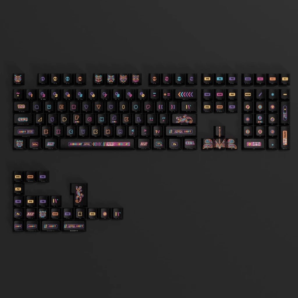 Cool Black Nightwalker PBT Backlit Keycap Set - KeyArtisan