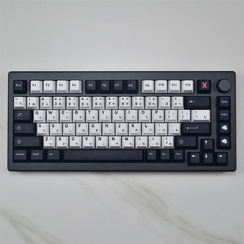 Cool Black & White Japanese Keycap Set - KeyArtisan