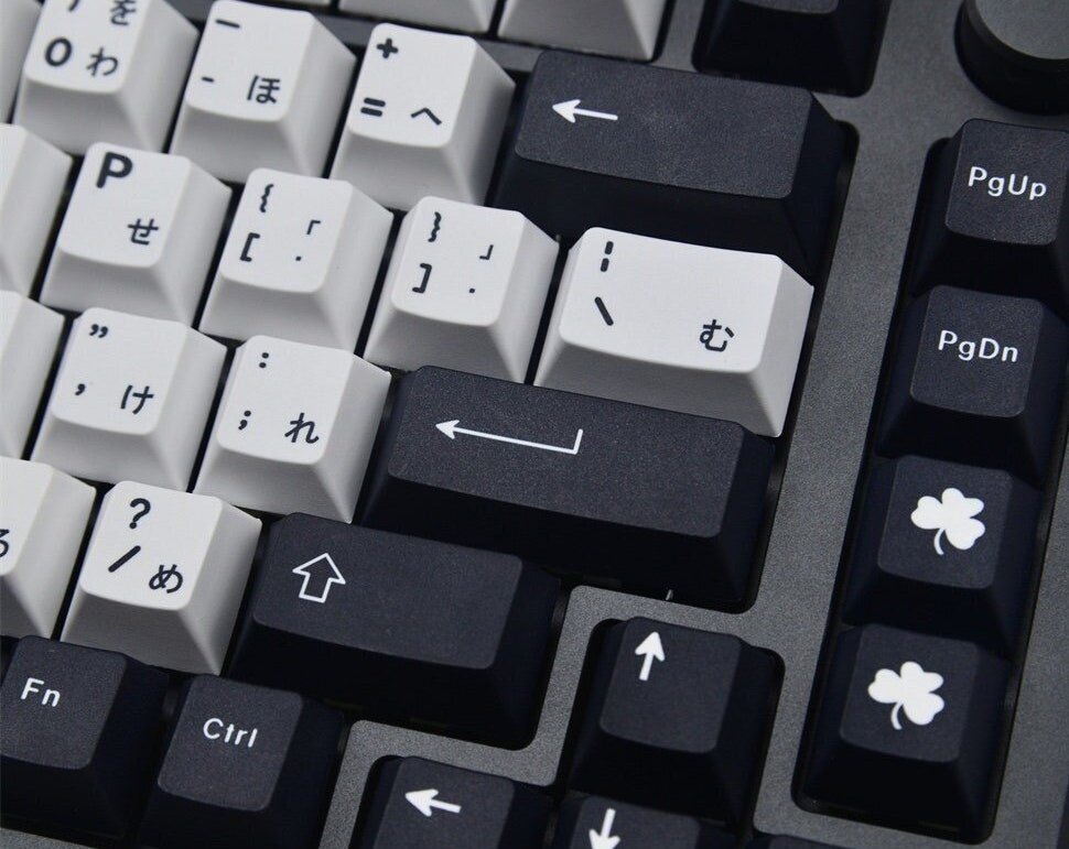 Cool Black & White Japanese Keycap Set - KeyArtisan