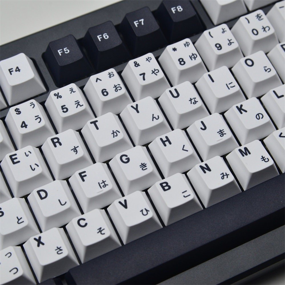 Cool Black & White Japanese Keycap Set - KeyArtisan