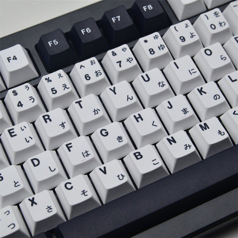 Cool Black & White Japanese Keycap Set - KeyArtisan