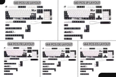 Cool Black White Lotus PBT OEM ISO Keycap Set - KeyArtisan