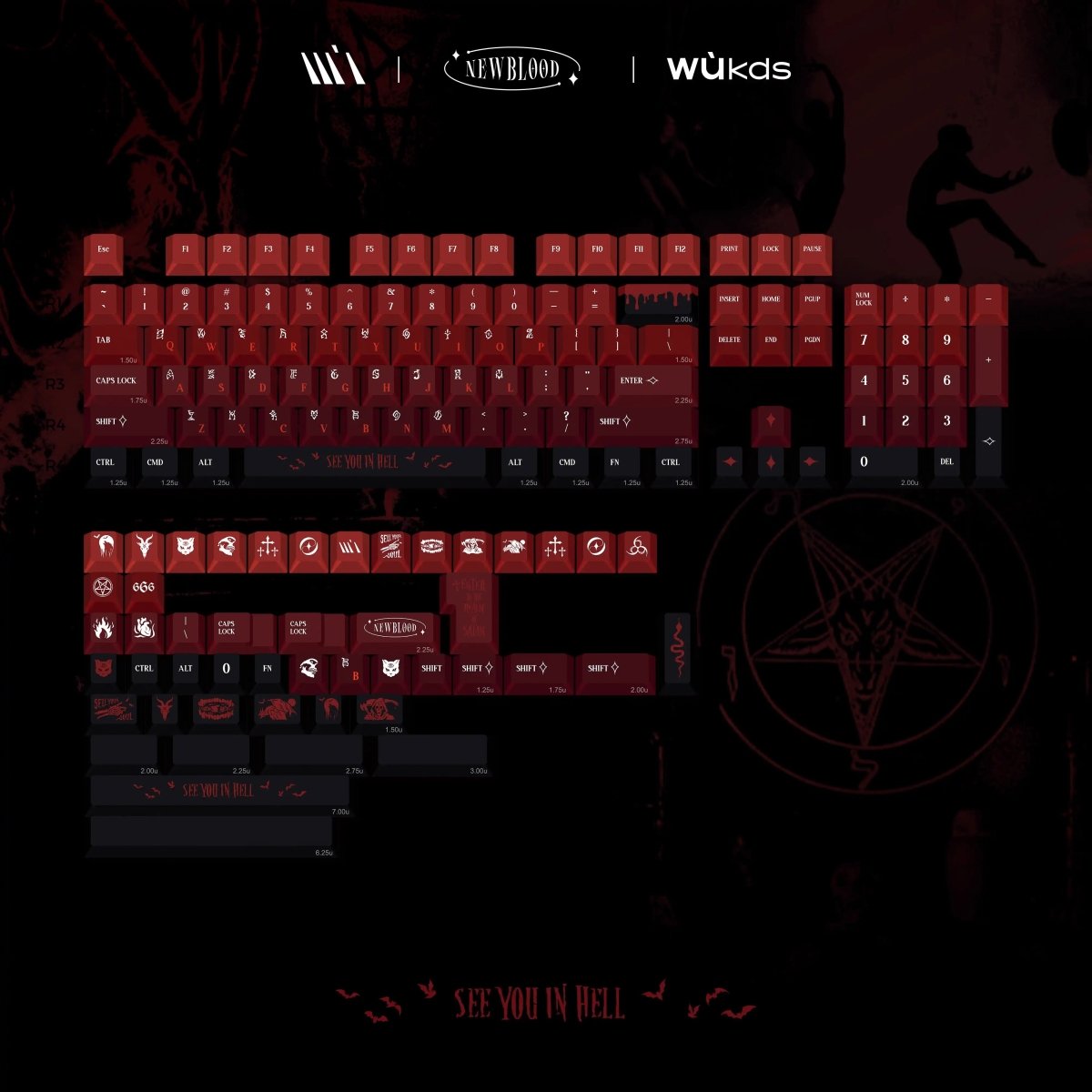 Cool Blood Theme Red Gradient Keycap Set - KeyArtisan