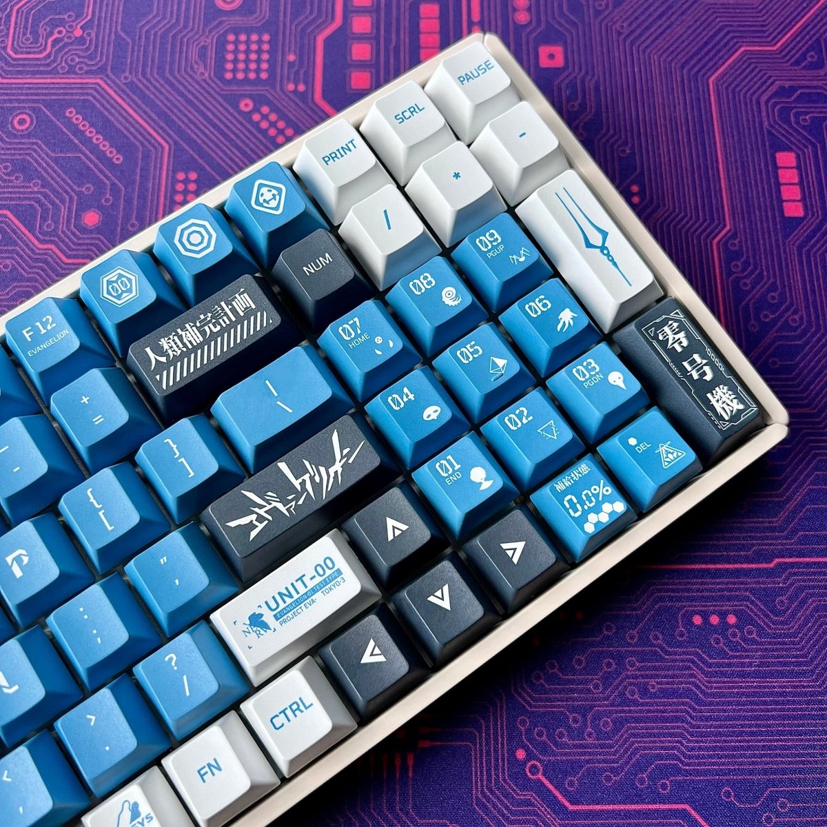 Cool Blue Eva Unit - 00 Theme Anime Keycap Set - KeyArtisan