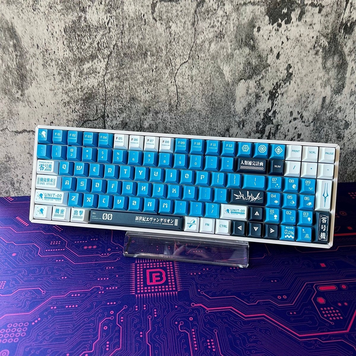 Cool Blue Eva Unit - 00 Theme Anime Keycap Set - KeyArtisan