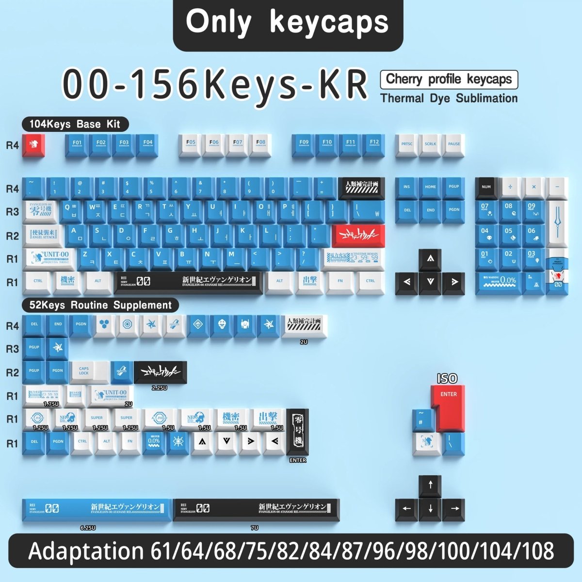 Cool Blue Eva Unit - 00 Theme Keycap Set - KeyArtisan