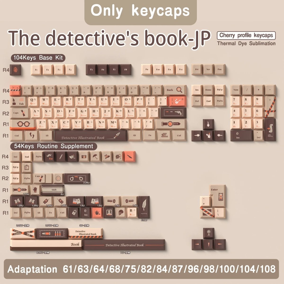Cool Brown Detective Theme Artisan Keycap Set - KeyArtisan