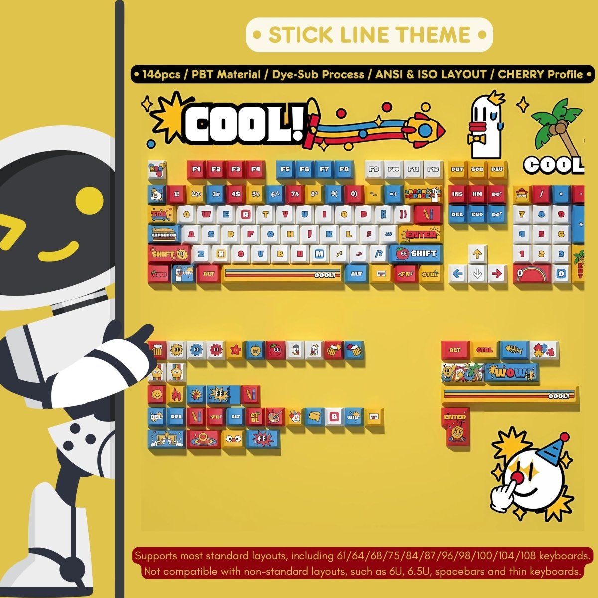 Cool Cartoon City Theme Graffiti Keycap Set - KeyArtisan