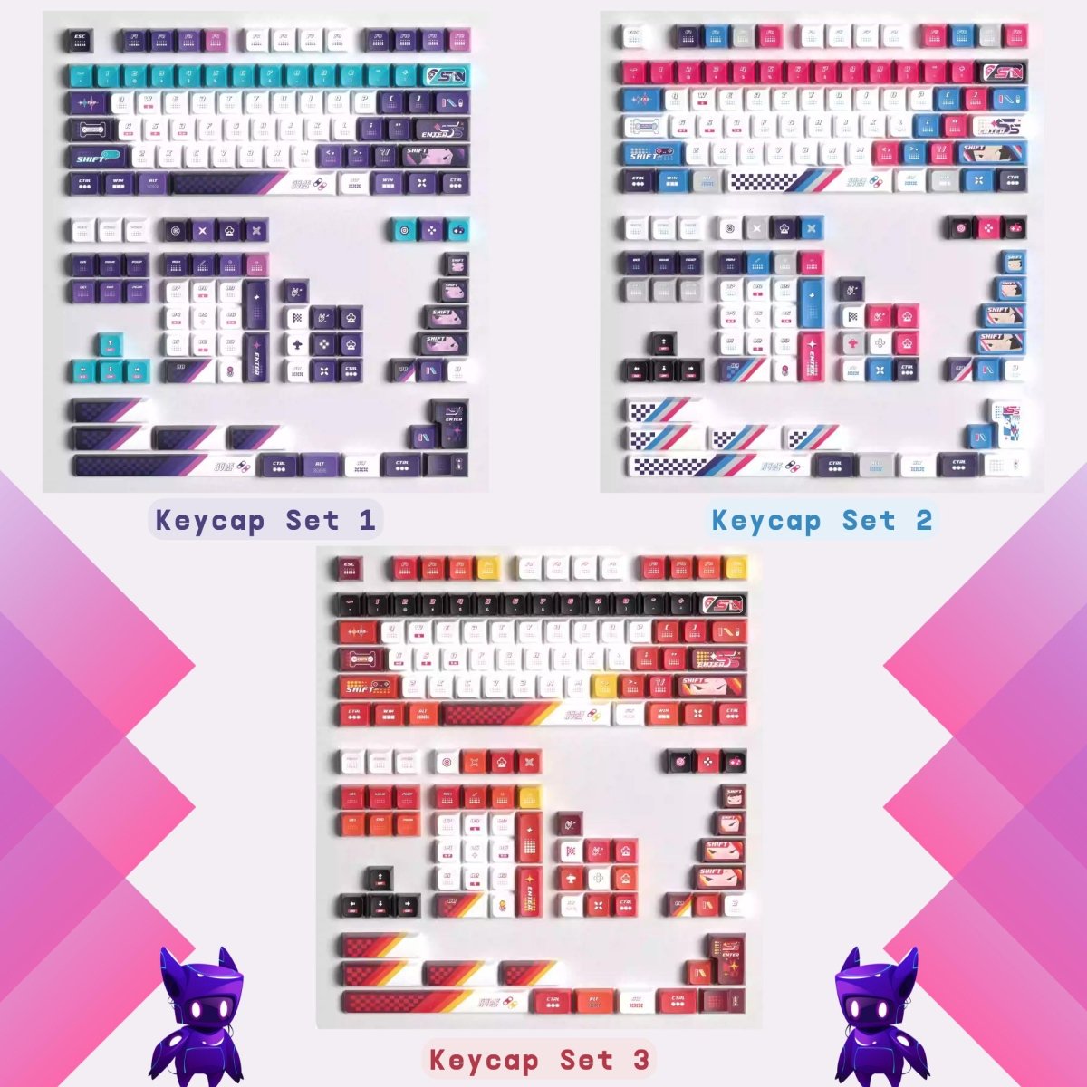 Cool Colorful Dinosaur Theme Keycap Set - KeyArtisan