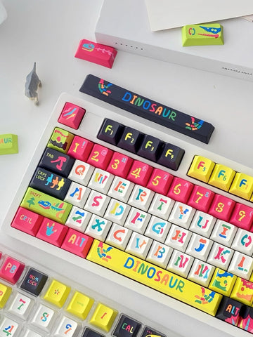 Cool Colorful Dinosaur Theme Keycap Set - KeyArtisan