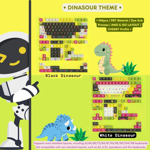 Cool Colorful Dinosaur Theme Keycap Set - KeyArtisan