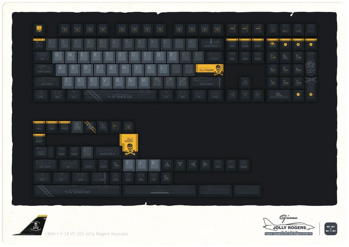Cool F - 14 VF - 103 Jolly Rogers Theme Keycap Set - KeyArtisan