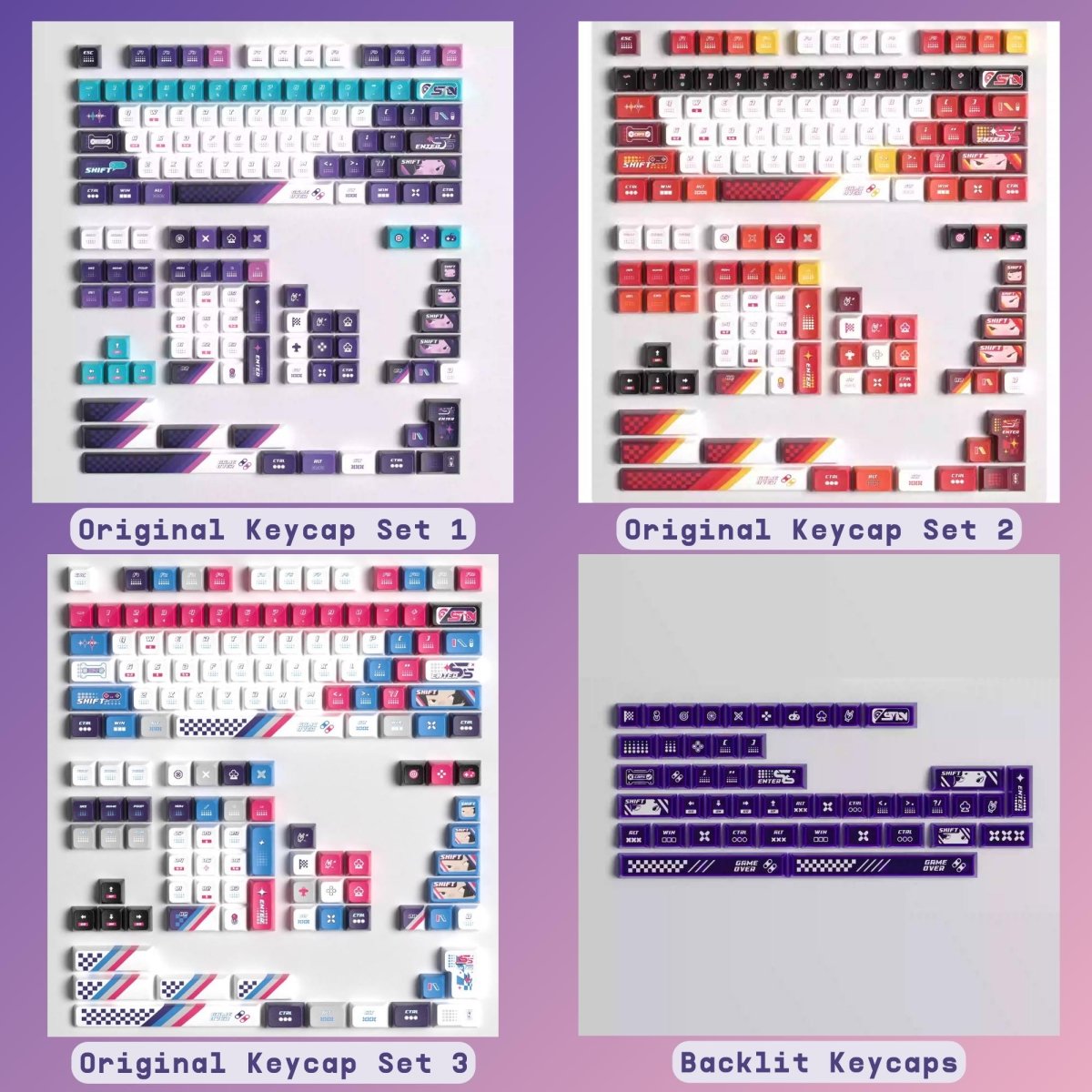 Cool Gaming Theme Purple Backlit Keycap Set - KeyArtisan
