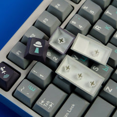 Cool Gray Binary Mist Theme Russian Keycap Set - KeyArtisan