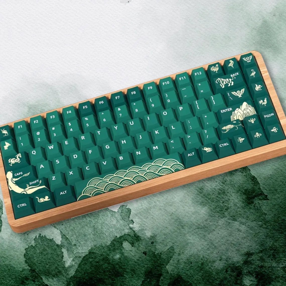 Cool Green Animal Forest Theme Keycap Set - KeyArtisan