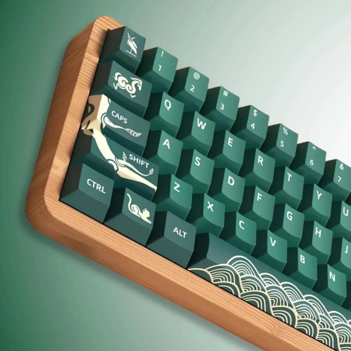 Cool Green Animal Forest Theme Keycap Set - KeyArtisan