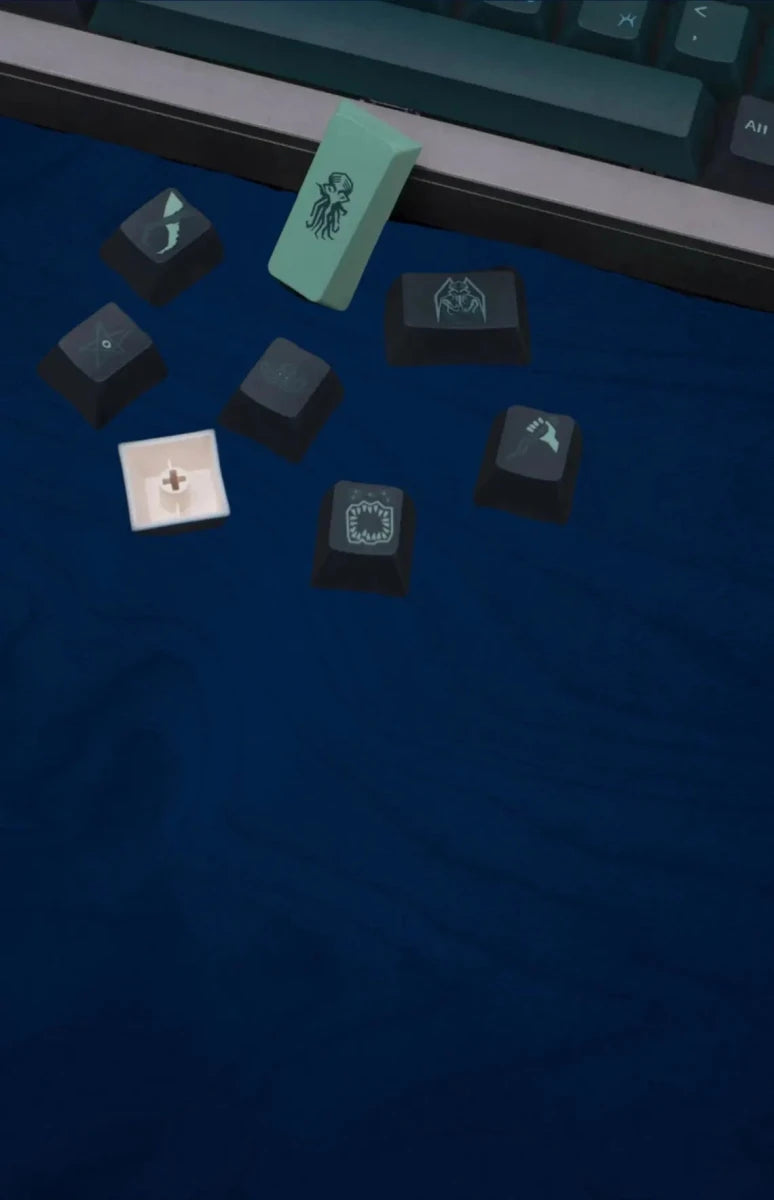 Cool Green Terror Below – Abyss Theme Keycap Set - KeyArtisan