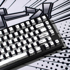 Cool Manga Theme Black & White Graffiti Keycap Set - KeyArtisan