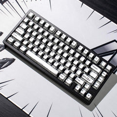 Cool Manga Theme Black & White Graffiti Keycap Set - KeyArtisan