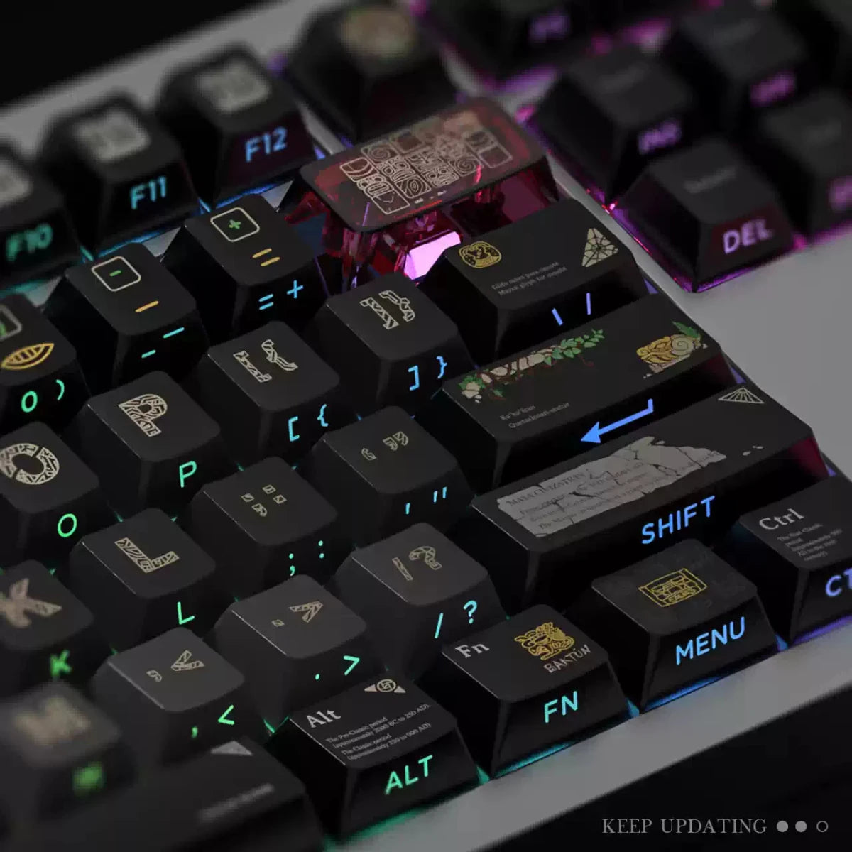 Cool Maya Aztec Theme Backlit Keycap Set - KeyArtisan