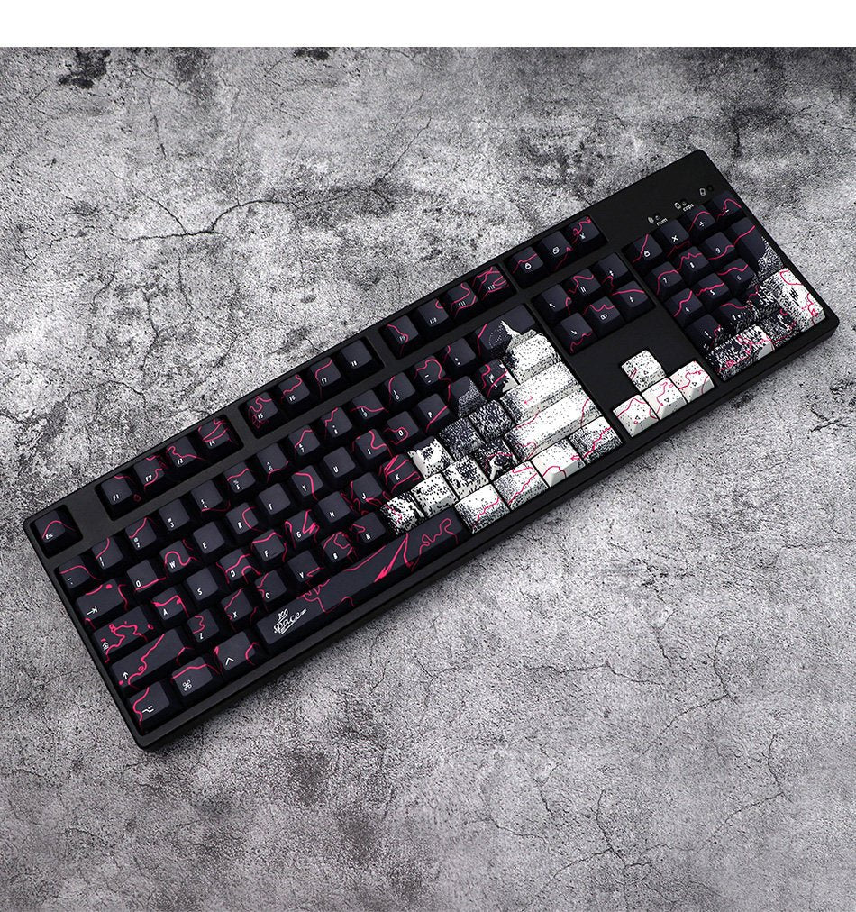 Cool Neon Rift Theme Artisan Graffiti Keycap Set - KeyArtisan