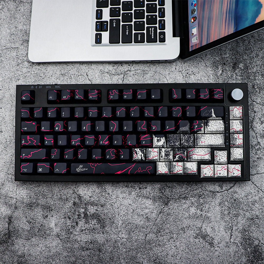 Cool Neon Rift Theme Artisan Graffiti Keycap Set - KeyArtisan