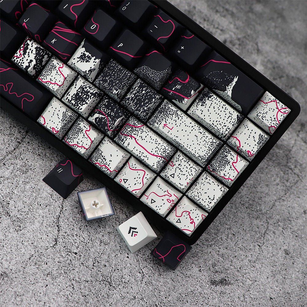 Cool Neon Rift Theme Artisan Graffiti Keycap Set - KeyArtisan