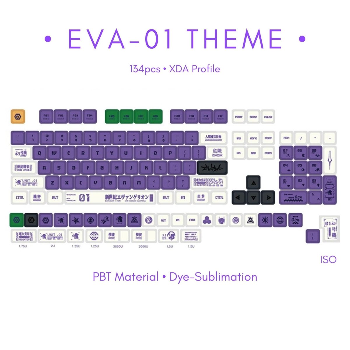 Cool Purple EVA - 01 Anime PBT XDA Keycap Set - KeyArtisan