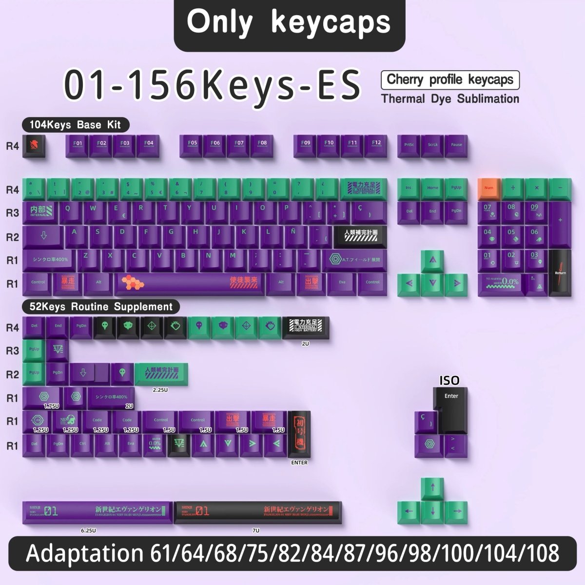 Cool Purple Eva Unit - 01 Theme Keycap Set - KeyArtisan