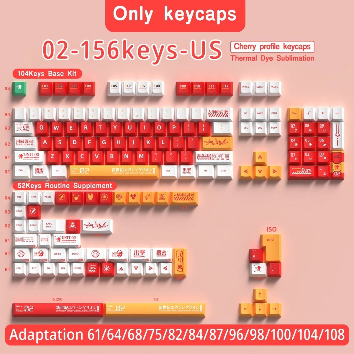 Cool Red Eva Unit - 02 Theme Keycap Set - KeyArtisan
