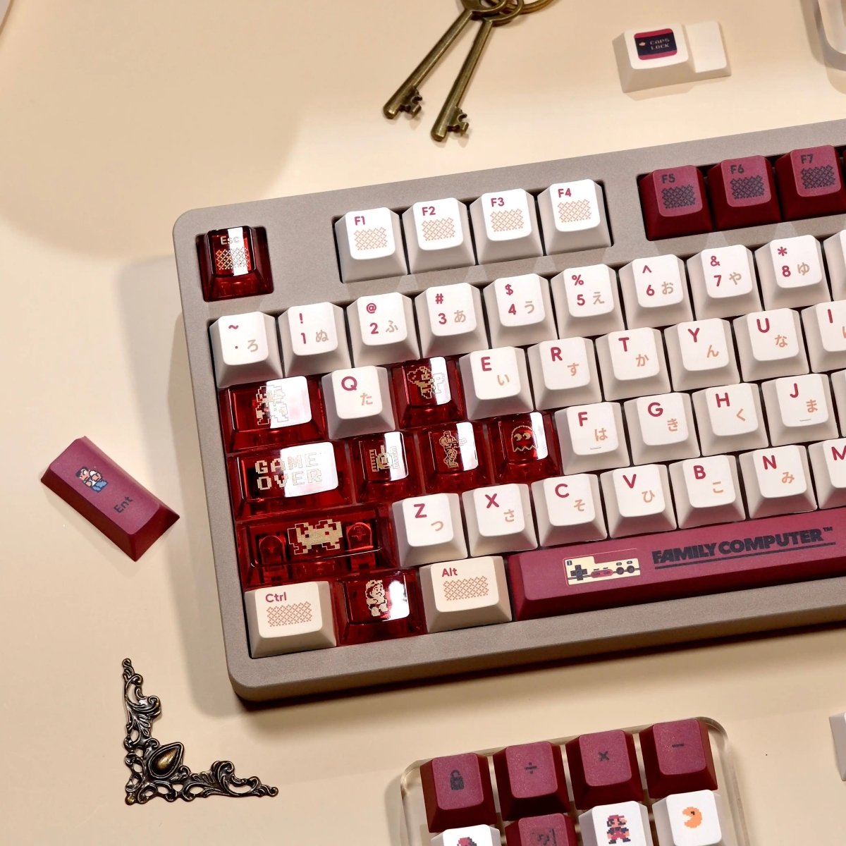 Cool Red Famicom Backlit Retro Keycap Set - KeyArtisan