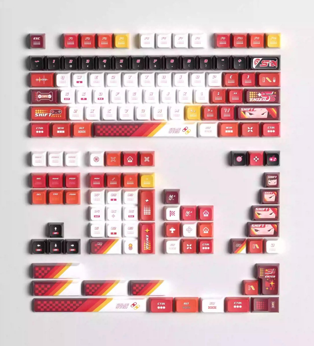Cool Red Gaming Theme PBT ISO Keycap Set - KeyArtisan