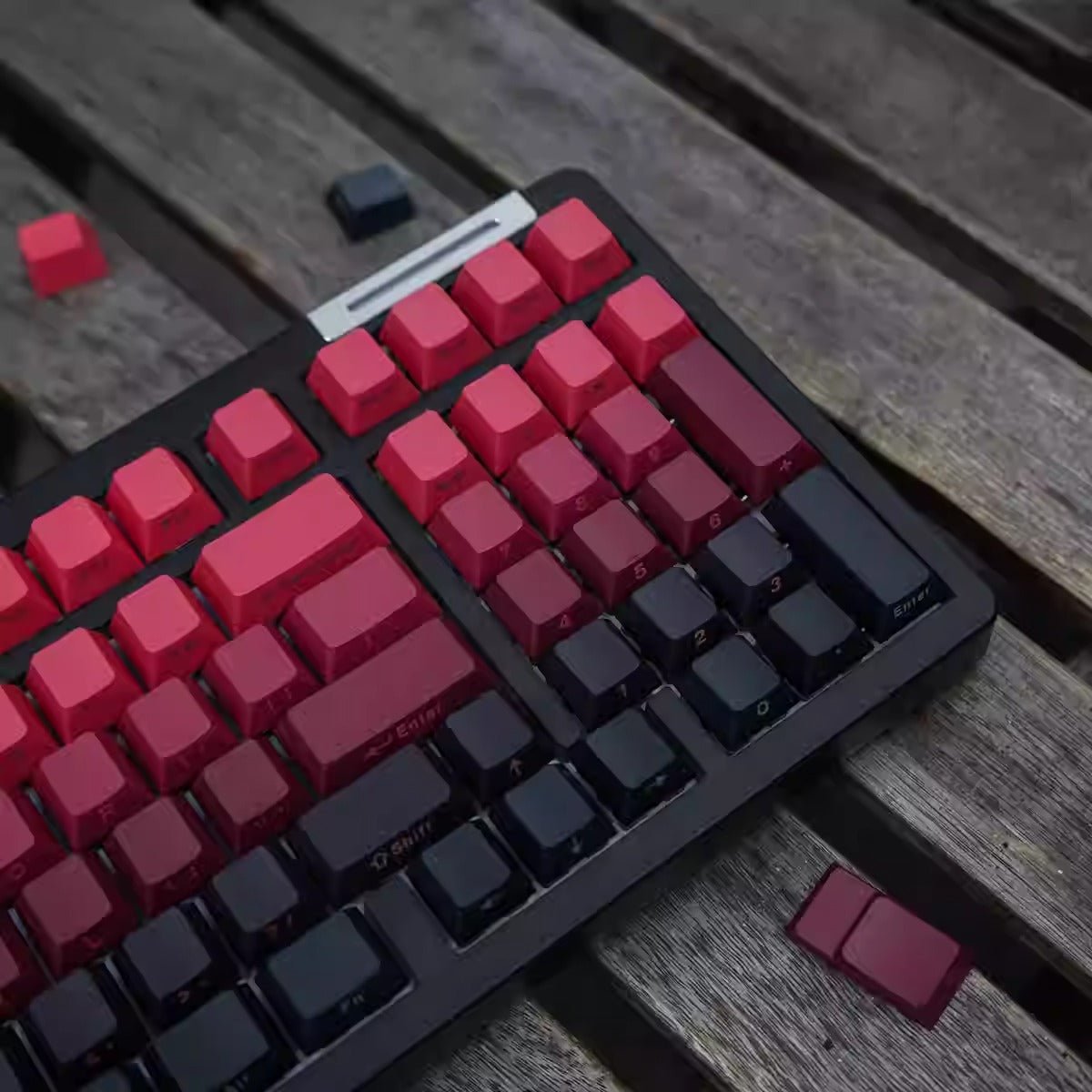 Cool Red Gradient PBT ISO Backlit Keycap Set - KeyArtisan