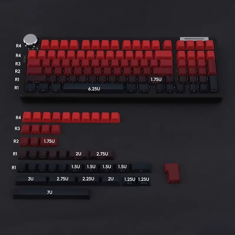 Cool Red Gradient PBT ISO Backlit Keycap Set - KeyArtisan