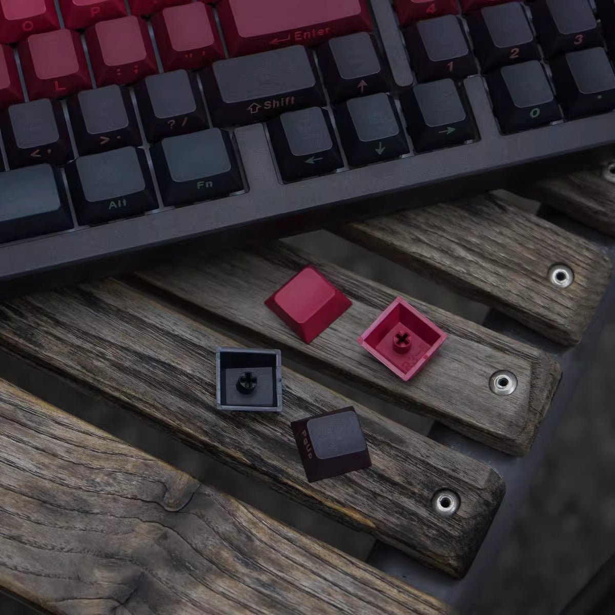 Cool Red Gradient PBT ISO Backlit Keycap Set - KeyArtisan