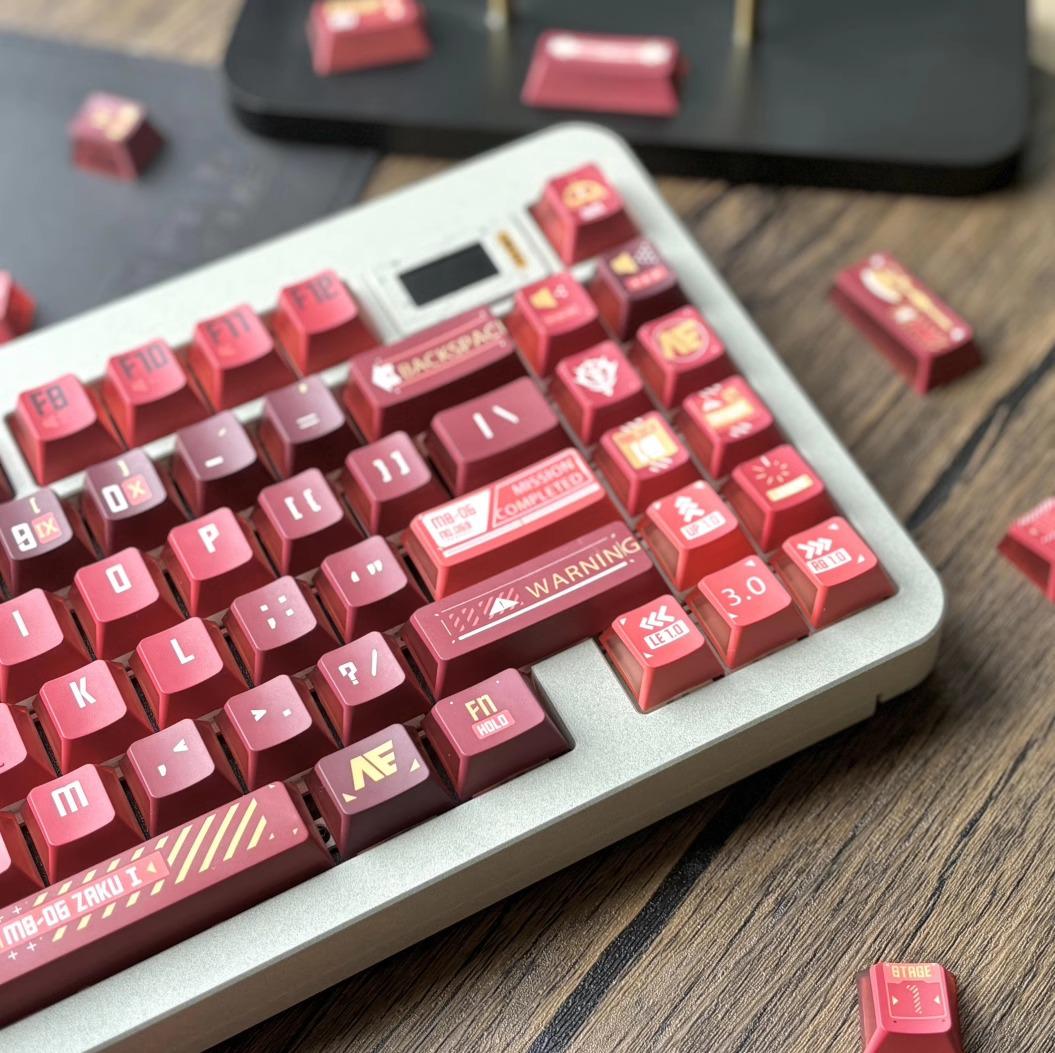 Cool Red Mecha Anime Style Artisan Keycap Set - KeyArtisan