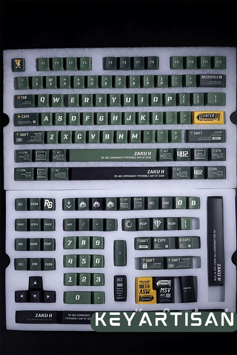 Cool Red ZAKU Mecha Warrior Keycap Set - KeyArtisan