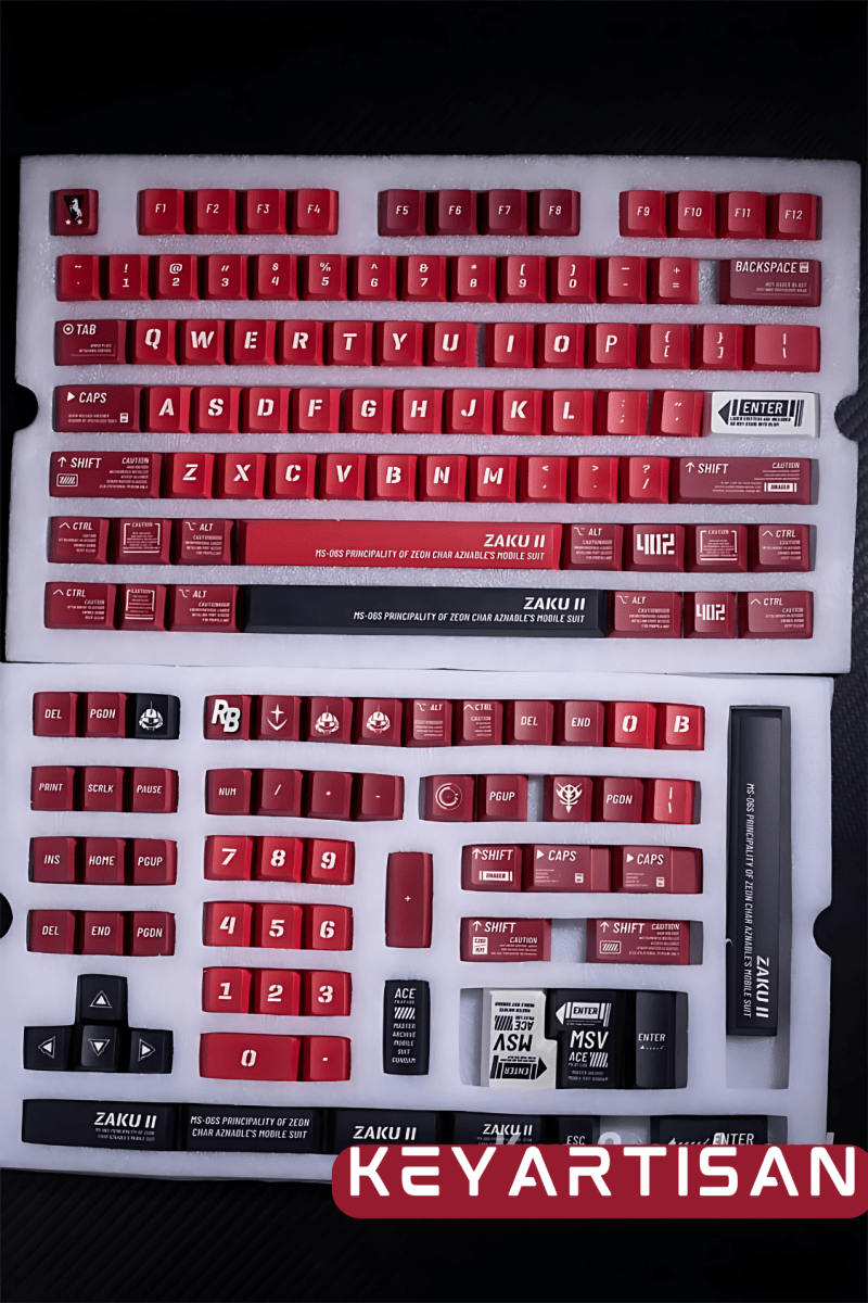 Cool Red ZAKU Mecha Warrior Keycap Set - KeyArtisan