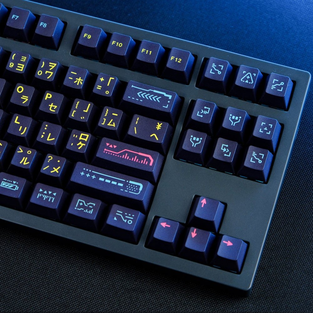 Cool Techno Theme PBT Japanese Keycap Set - KeyArtisan