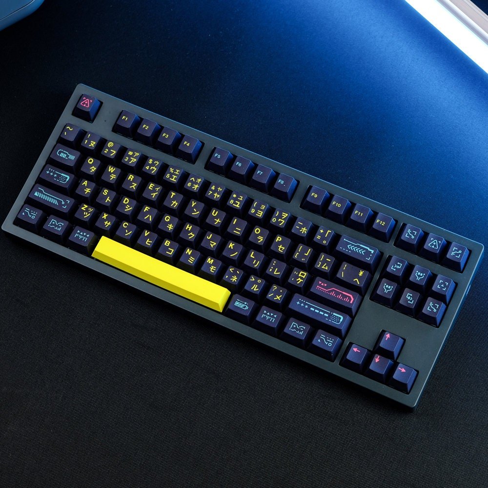 Cool Techno Theme PBT Japanese Keycap Set - KeyArtisan